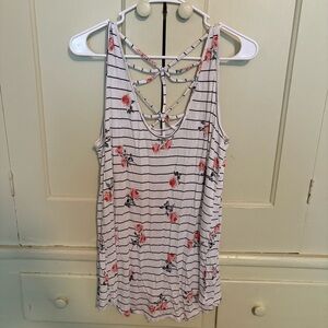 Maurices White and Pink Sleeveless Backless Tank Top